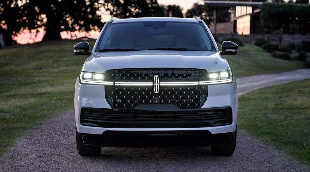 A white 2027 Lincoln Navigator parked on a driveway.