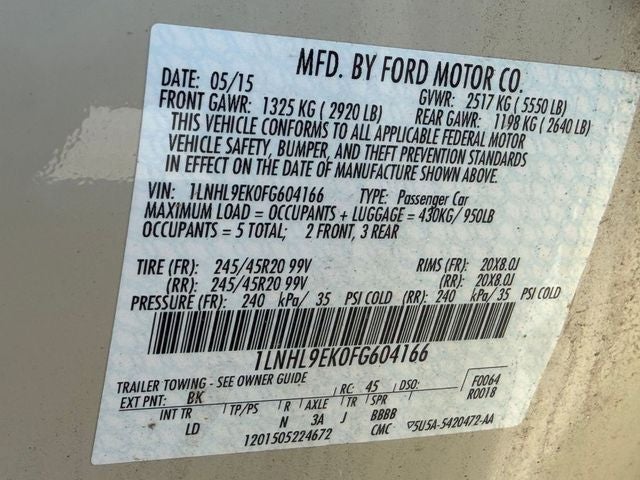 2015 Lincoln MKS Base