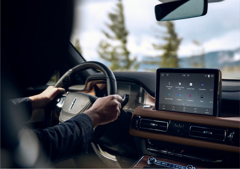 The Lincoln+Alexa app screen is displayed in the center screen of a 2023 Lincoln Aviator® Grand Touring SUV | LaFontaine Lincoln Flushing in Flushing MI