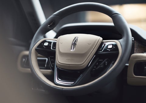 The intuitively placed controls of the steering wheel on a 2024 Lincoln Aviator® SUV | LaFontaine Lincoln Flushing in Flushing MI