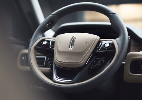 The intuitively placed controls of the steering wheel on a 2024 Lincoln Aviator® SUV | LaFontaine Lincoln Grand Blanc in Flint MI
