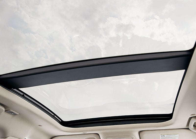 The available panoramic Vista Roof® is shown from inside a 2024 Lincoln Corsair® SUV. | LaFontaine Lincoln Flushing in Flushing MI