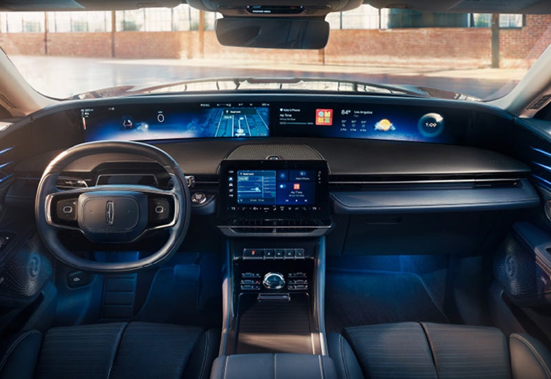 A large panoramic display is shown on the dashboard of a 2024 Lincoln Nautilus® SUV | LaFontaine Lincoln Grand Blanc in Flint MI