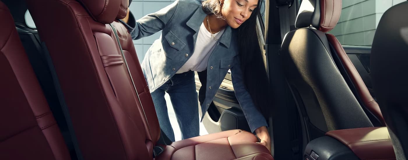 Red leather seating in a 2025 Lincoln Corsair