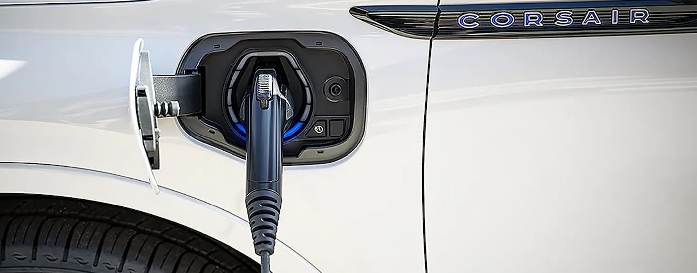 Charging part on a white 2025 Lincoln Corsair Plug-in Hybrid