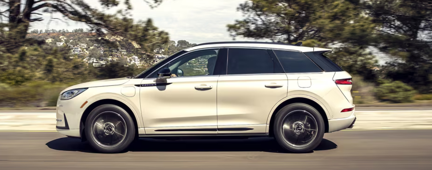 Side profile of a white 2026 Lincoln Corsair