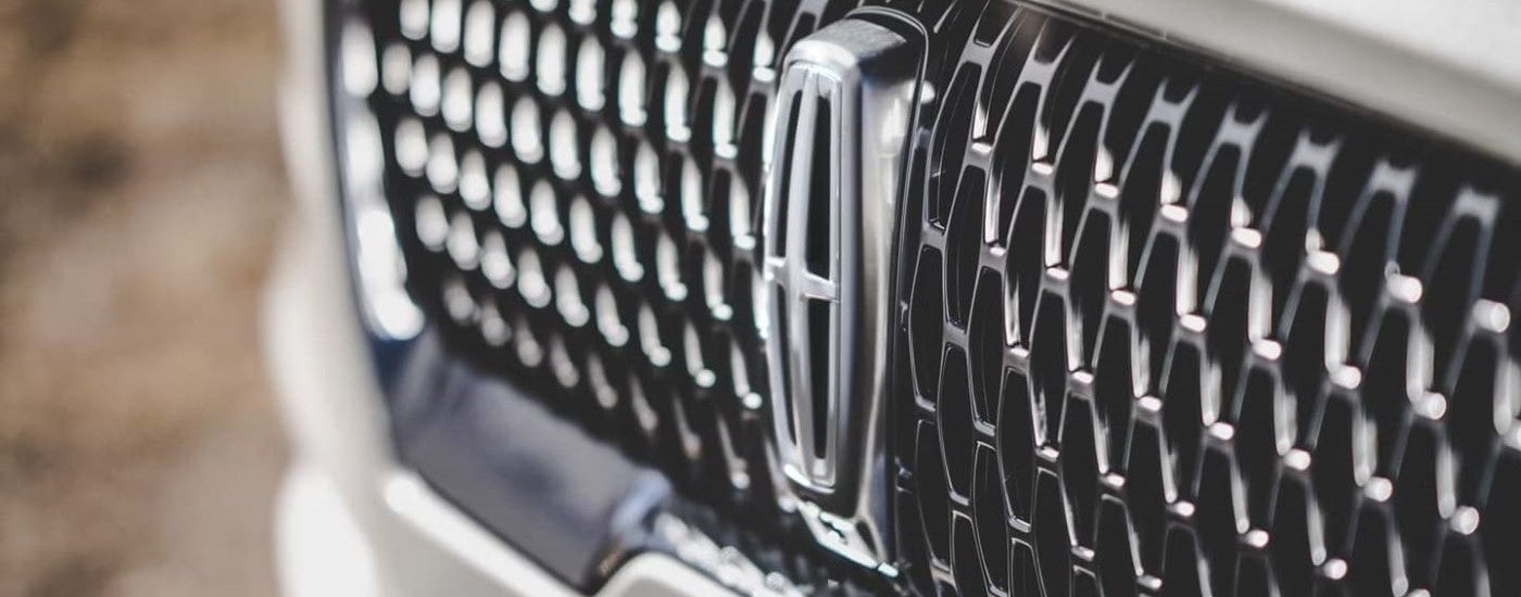 Close-up of the front grille on a 2023 Lincoln Aviator